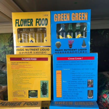 10-Pack Magic Concentrated Liquid Fertilizer | Green Green & Flower Food | Indoor/Outdoor | Growth Booster & Bloom Enhancer | Easy to Use